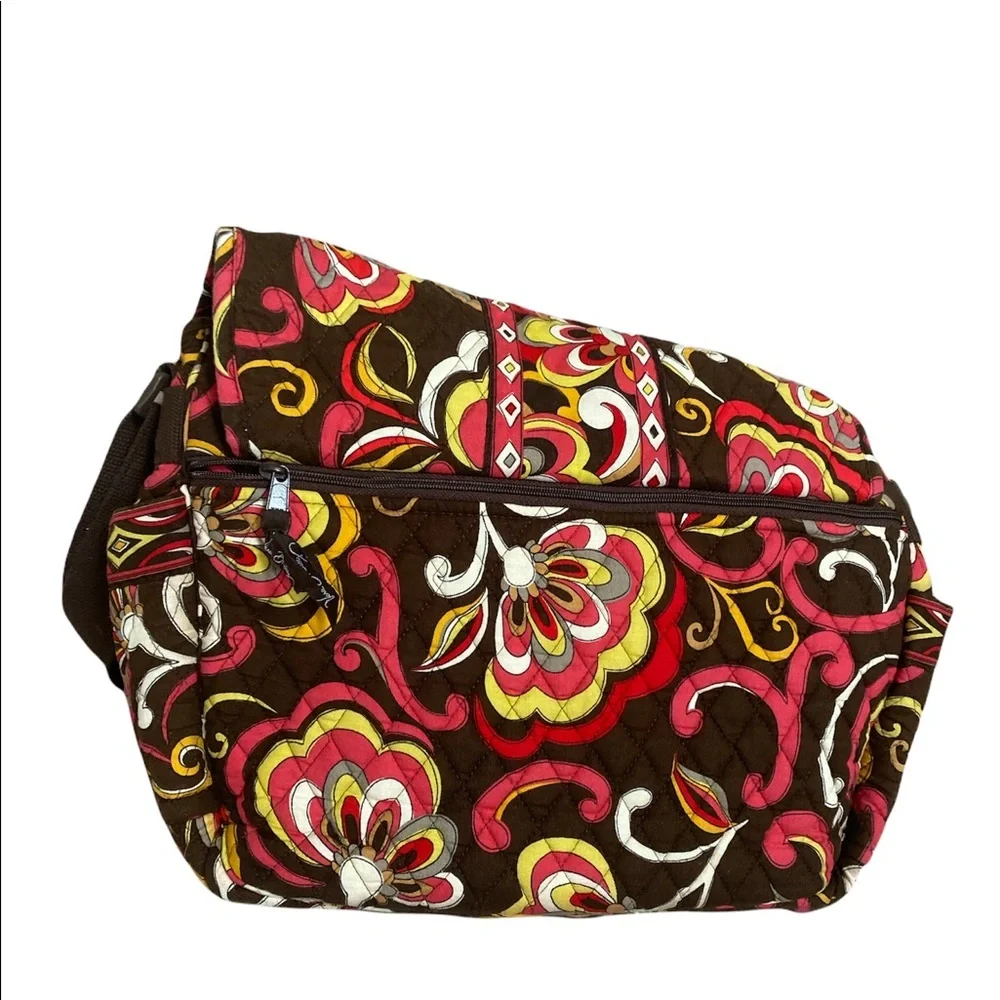 Vera Bradley floral print messenger bag 15”x12” brown